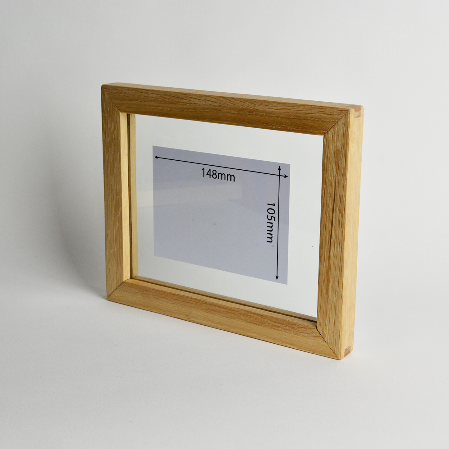 Floating A6 Picture Frame from recycled Oak and Glass - Thick frame - Handmade
