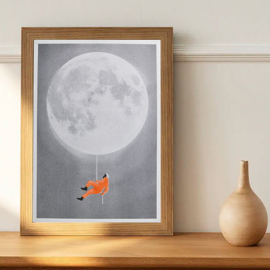 Hanging on the moon - A3 Riso print