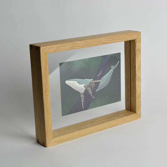Floating A6 Picture Frame from recycled Oak and Glass - Thin frame - Handmade