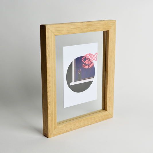 Floating A6 Picture Frame from recycled Oak and Glass - Thick frame - Handmade